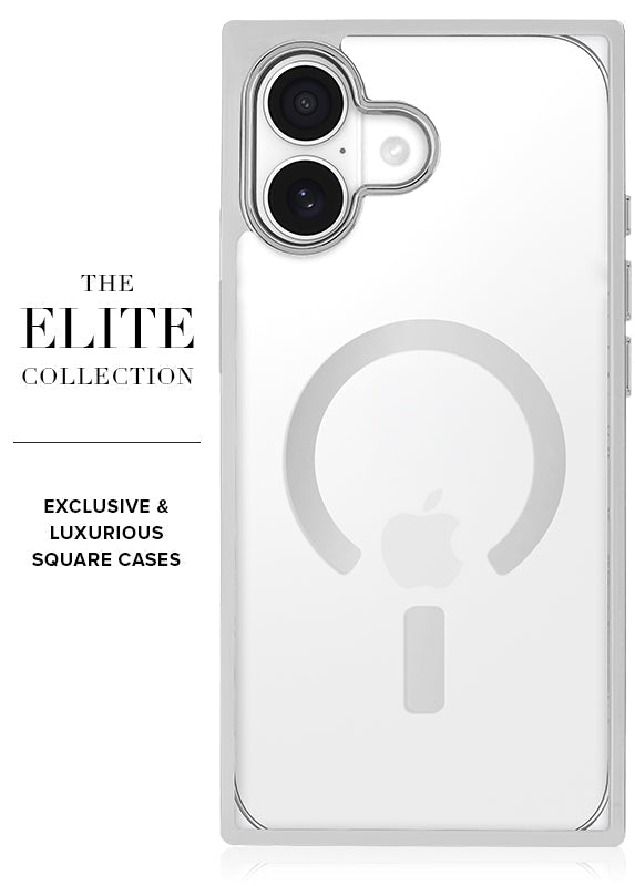 Elite Collection - SQUARE® Chromed Crystal Clear Silver iPhone Case